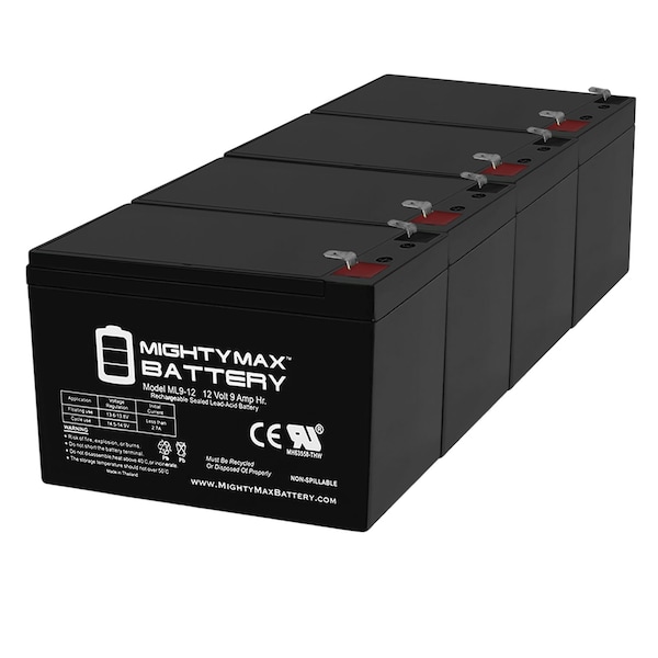 Mighty Max Battery 12V 9Ah SLA Battery for Doorking 1835 Access Control System - 4 Pack ML9-12MP49151129125
